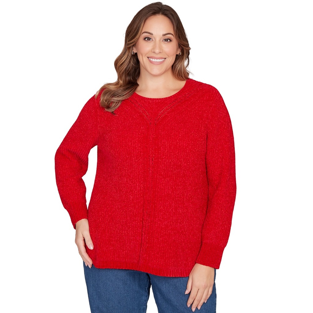 Ruby Rd. Vibrant  Crew Neck Sweater Colors Red and Blue